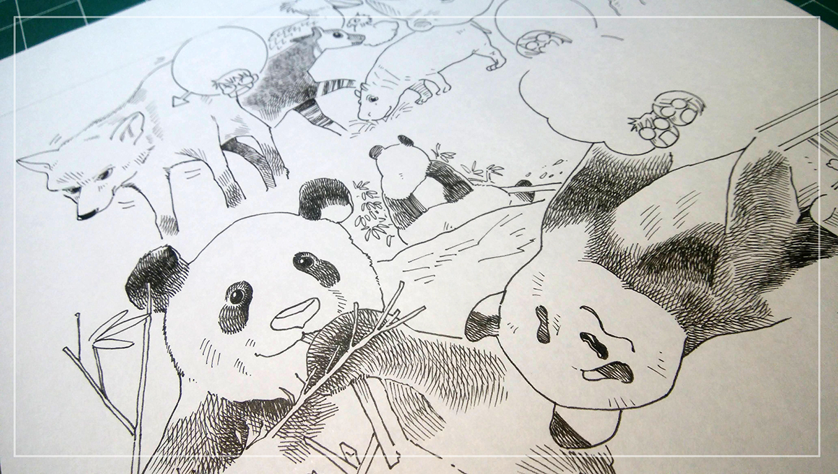 2/9開催「COMITIA131」のカタログ「ティアズマガジン131」の「東京・好奇心・散歩」コーナーに漫画を描かせていただきました! 散歩先は上野動物園!
うっかりパンダにかけ網を始めてしまって、おいおい間に合うのか!?ってなった原画です…('∀`)

#コミティア #COMITIA131 