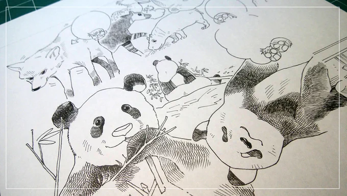 2/9開催「COMITIA131」のカタログ「ティアズマガジン131」の「東京・好奇心・散歩」コーナーに漫画を描かせていただきました! 散歩先は上野動物園!うっかりパンダにかけ網を始めてしまって、おいおい間に合うのか!?ってなった原画です…('∀`)#コミティア #COMITIA131 