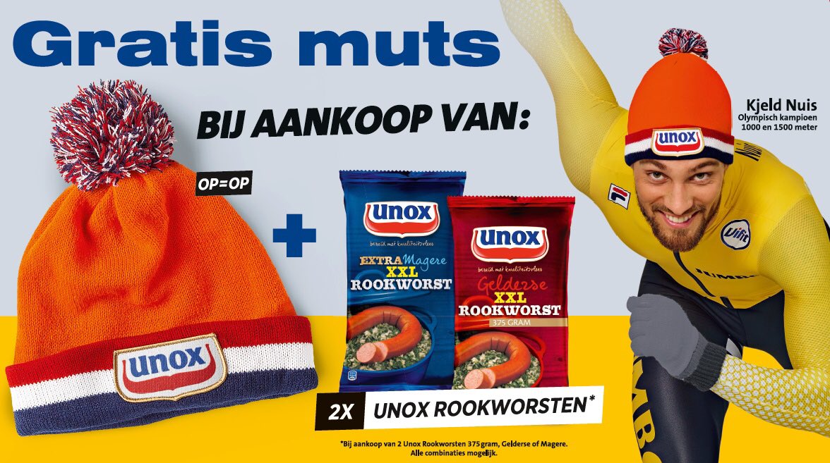 Om de samenwerking te vieren lanceert <a href="/Unox/">Unox</a> vanaf 29 januari bij alle Jumbo-vestigingen een actie met de bekende Unox muts, de 'Muts have' van het jaar!