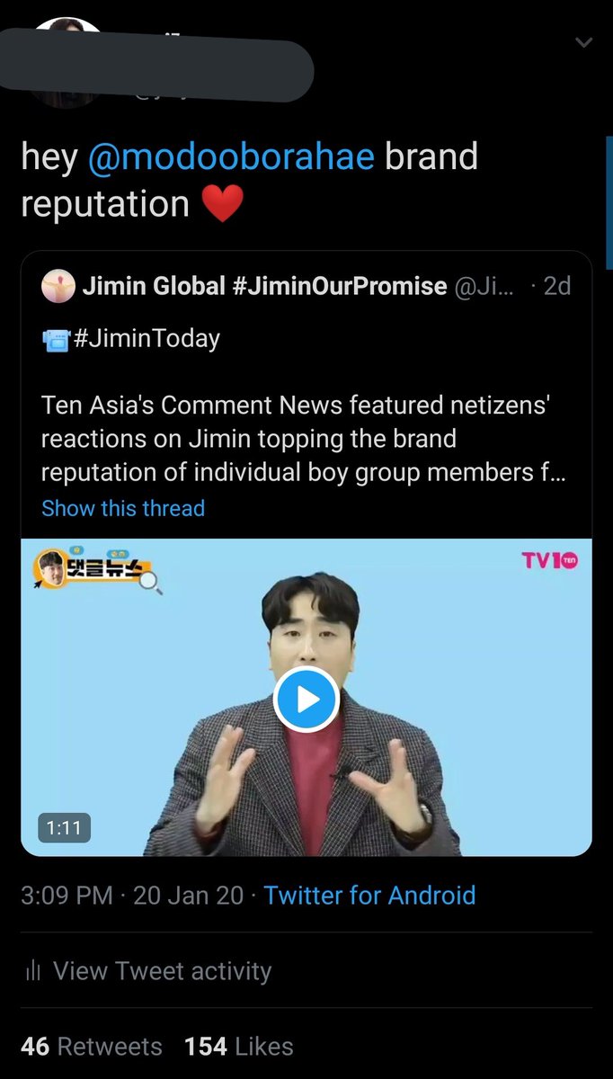 A PJM/Jikooker tagged her in a tweet about J/M’s brand reputation, with no aggression or hate, and they got blocked, simply for mentioning bora in a tweet about J/M