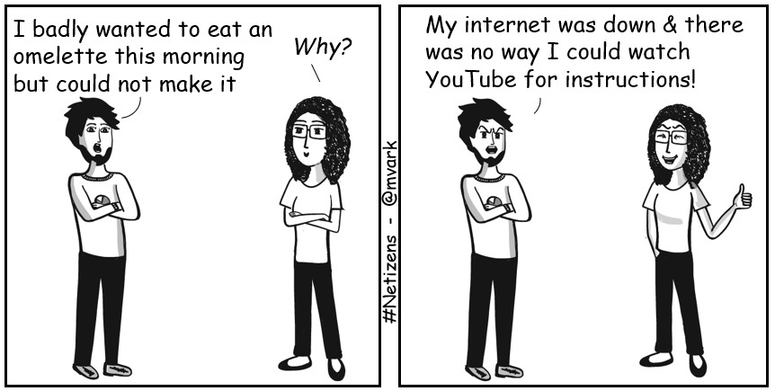 mvark's tweet photo. #Netizens 30: Omelette - comic strip created with @gramener 's #Comicgen &amp; PowerPoint

If you like this, check out the others in the series - 
https://t.co/ZryQpuWwNr

https://t.co/2yaTNgCyZM https://t.co/Gglk7yvObq