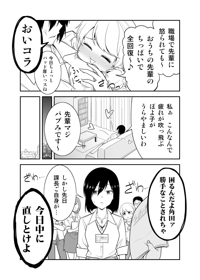 創作漫画:職場と家で上下関係が逆転するのでwin-winな二人(再掲) 