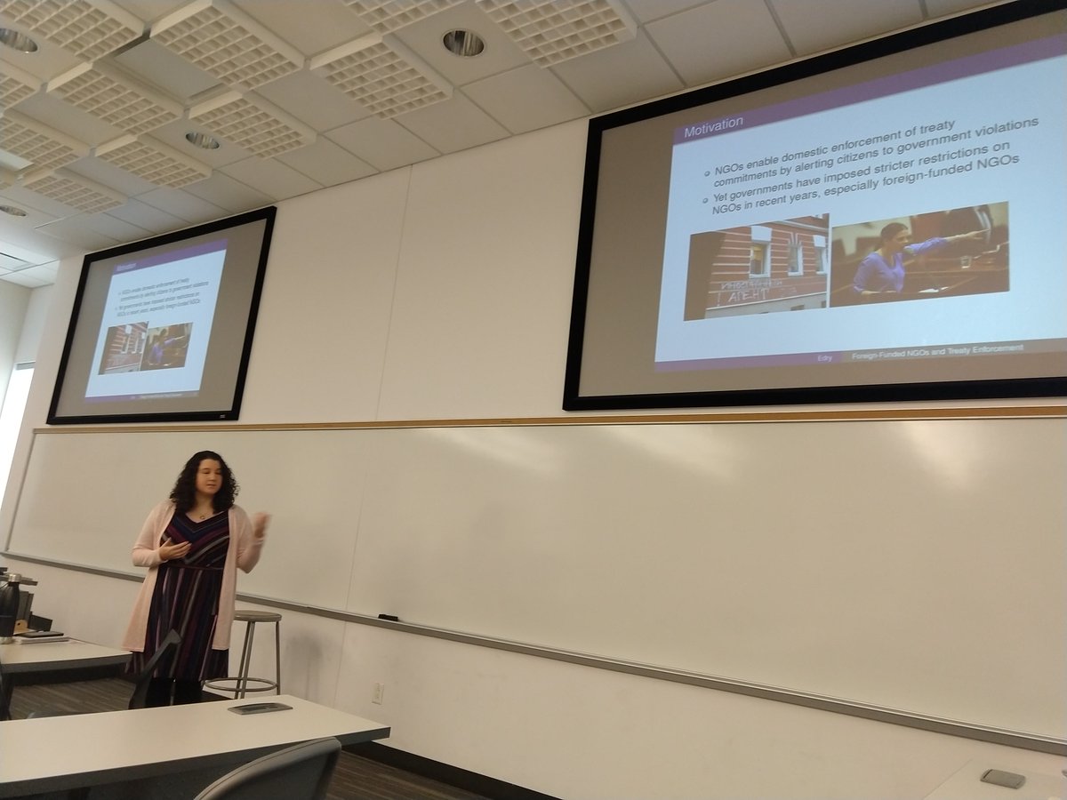 patrickshea_ps's tweet photo. @JessicaEdry from @RicePoliSci starts off day 2 of the Texas Triangle, discussing foreign-funded NGOs as commitment mechanisms for int'l treaties #2020TexasTriangleIR https://t.co/cI26Tc6Qmd