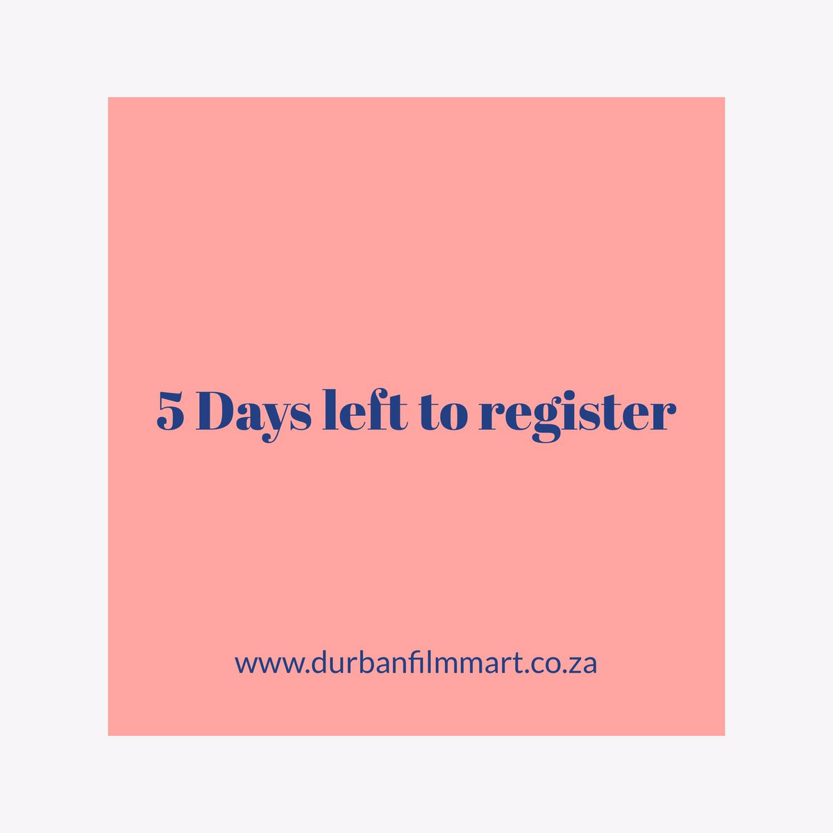 durbanfilmmart's tweet photo. 5 Days left to register and become part of Africa’s leading film market 

A reminder to all filmmakers, closing date for submissions for the 11th Durban FilmMart close on 31 January 2020, follow link below to website https://t.co/SYFzn5N7ai  

#DurbanFilmMart2020 #DFM20 #DFM11 https://t.co/QcE1SqhfEY