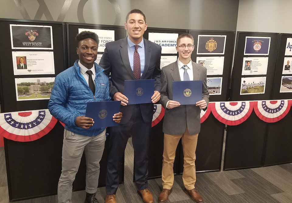 marquettehigh's tweet photo. Congrats to Adedapo Adeboyejo '20, Alfonso Morales '20 and Tyler Erwin '20 for their recent nominations to U.S. service academies from U.S Congresswoman Gwen Moore. https://t.co/o1HAnYpXW7