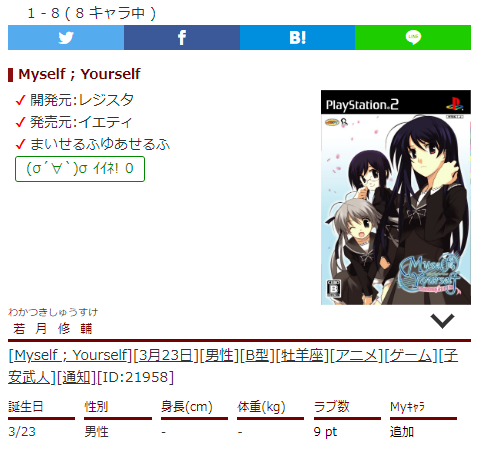キャラ誕366 Myself Yourselfのキャラクター情報追加 日高佐菜 若月修輔 八代菜々香 織部麻緒衣 若月朱里 持田雛子 藤村柚希 星野あさみの声優と身体情報を追加しました T Co Tgbmlgcf8v キャラ誕366 誕生日 キャラクター マイセルフ