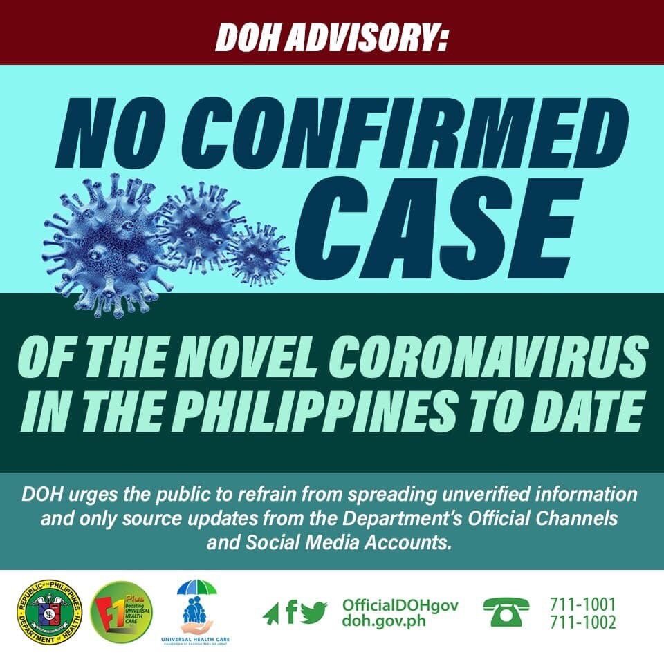hpbsurgeon1's tweet photo. #CoronaOutbreak NO CONFIRMED CASES in Philippines. Stop spreading fake news. Verify first before circulating. As of now 👇 https://t.co/1PY5K4E2qI