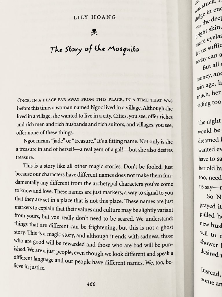 1/26/2020: “The Story of the Mosquito” by Lily Hoang, from the anthology MY MOTHER SHE KILLED ME, MY FATHER SHE ATE ME, edited by  @katebernheimer and published by  @PenguinBooks.