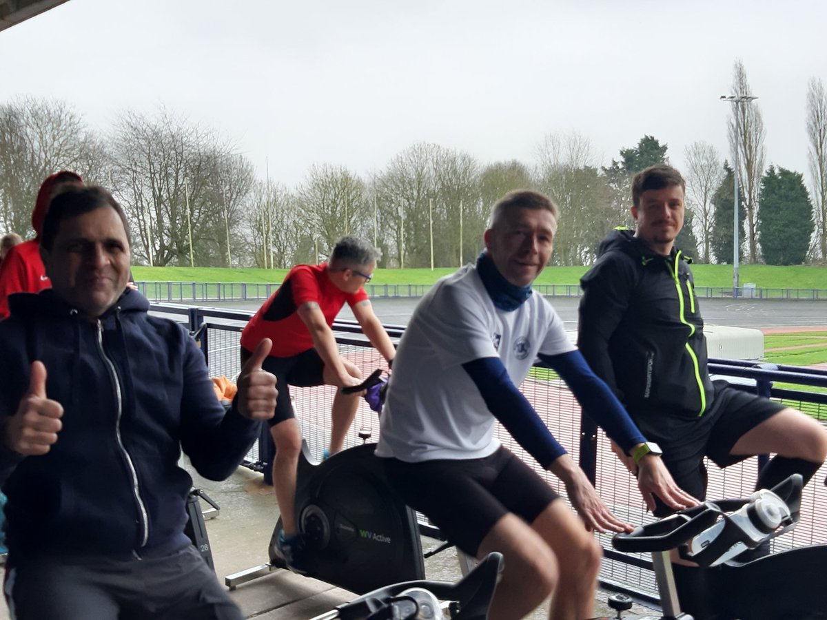 marthawcc's tweet photo. Fantastic event.  Legend Hugh Porter turning 80 with a fundraiser for @Compton_Care 80 laps with friends  @WV_Active Aldersley velodrome &amp; 22 spin bikes trackside going the distance with him. Awesome @WolvesCouncil @wolvesbilstonac Runners that Scoff #LoveYourCommunity https://t.co/mznxOVguGJ