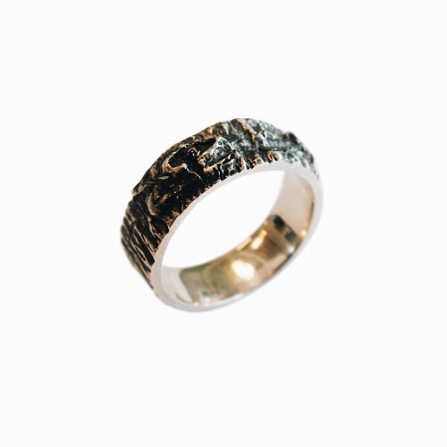 Zilveren ring met houtstructuur. Door de ring aan de buitenkant te patineren krijgt hij een mooie donkere kleur. #corinarietveld #handgemaaktesieraden #handgemaaktering #houtstructuur #houtensieraden #geinspireerddoordenatuur #mannenring #handmadejewelry… ift.tt/2U17lTB