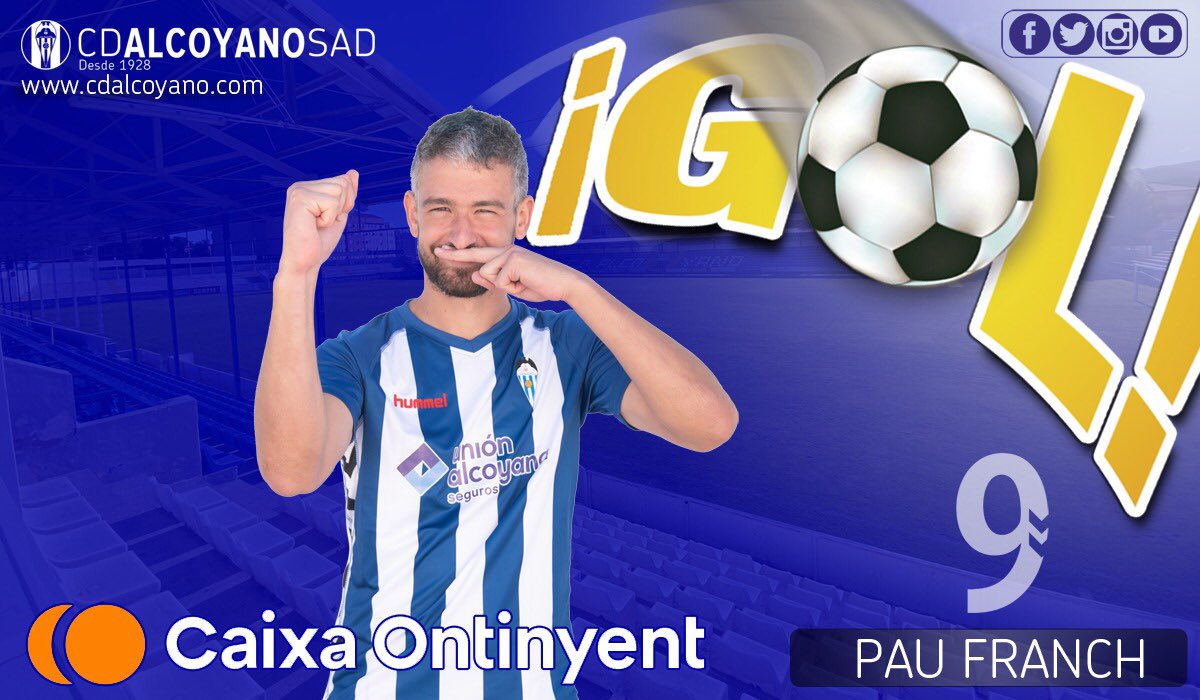 CD_Alcoyano's tweet photo. Min 45   | 0-1 I

GOOOOOOOOOOOOOL del Deportivo
GOOOOOOOL de @paufranch9 
Gran centro de @RubaSanz que cabecea Pau para adelantar al Deportivo

#CDALive #SaguntinoAlcoyano 
#CaixaOntinyent https://t.co/p63S6gVzTL