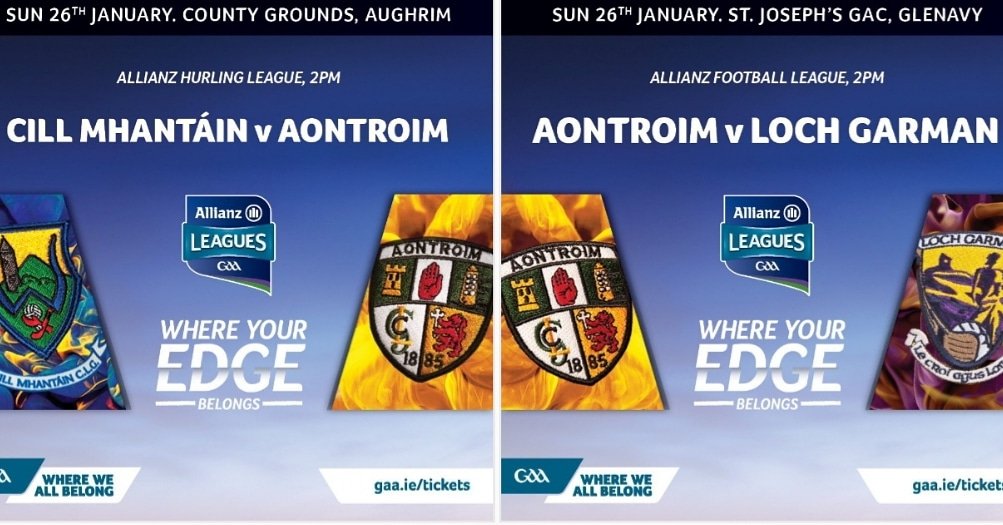 Best Wishes to <a href="/AontroimGAA/">Antrim GAA</a> hurlers and footballers in their first #AllianzLeagues games of 2020😁 #Saffs2020