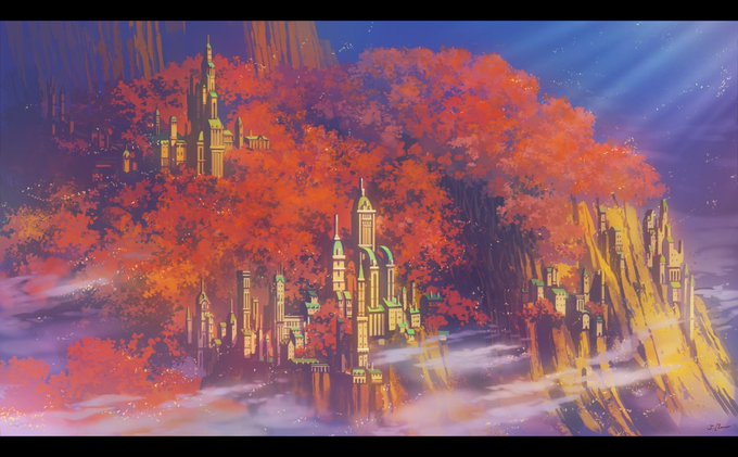 「紅葉した台地」
以前に描いたラフを清書してみました!? 