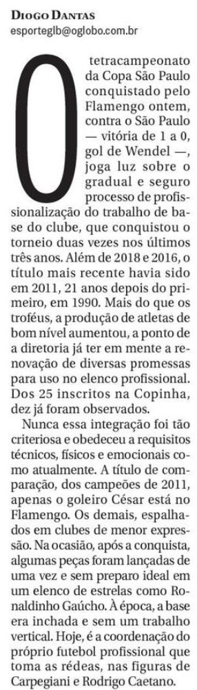 flahistoria's tweet photo. 26/01/2018 #flahistoria 
[📰O Globo] - Copa SP
 
Feito gente grande
    GRADUADO
#FlaCopaSP2018 #FlaTacaSP2018 
@diogodantas https://t.co/awpxs9H9bi