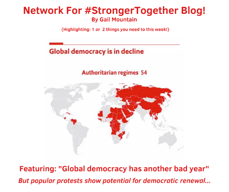 GKMTNtwits's tweet photo. #Network4StrongerTogether Blog! While We Try Trump, i.e. Our Own Democracy, "Global democracy has another bad year..."  g. https://t.co/F9tYstczsJ 💮 #Its2020 https://t.co/KPp2Hc9HLB