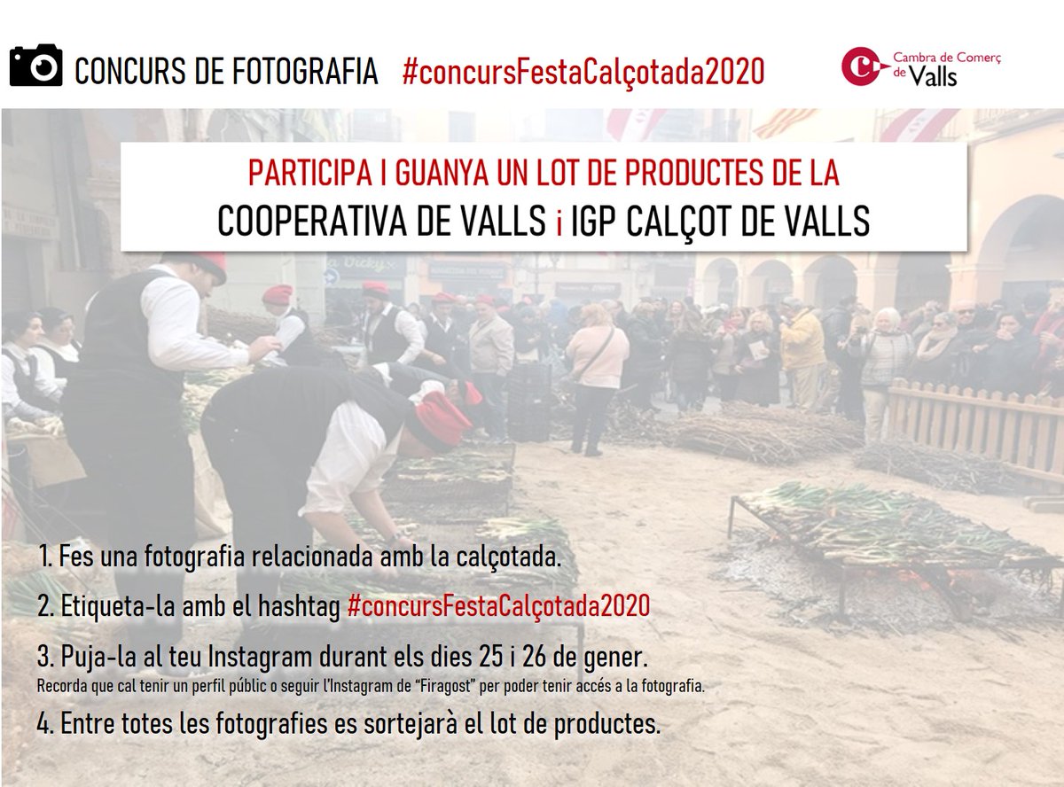 📷Encara estàs a temps de pujar les teves fotografies amb l’etiqueta #concursFestaCalçotada2020 i participar en el sorteig d’un lot de productes de la cooperativa de #Valls i IGP #Calçot de #Valls 📷
