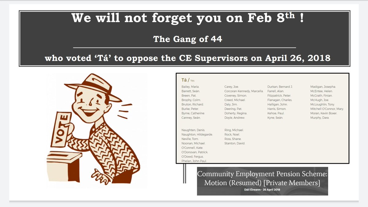 #finegael TD's is your name on the naughty list. Pay CE Supervisors a pension. #election2020 #nopensionnovote