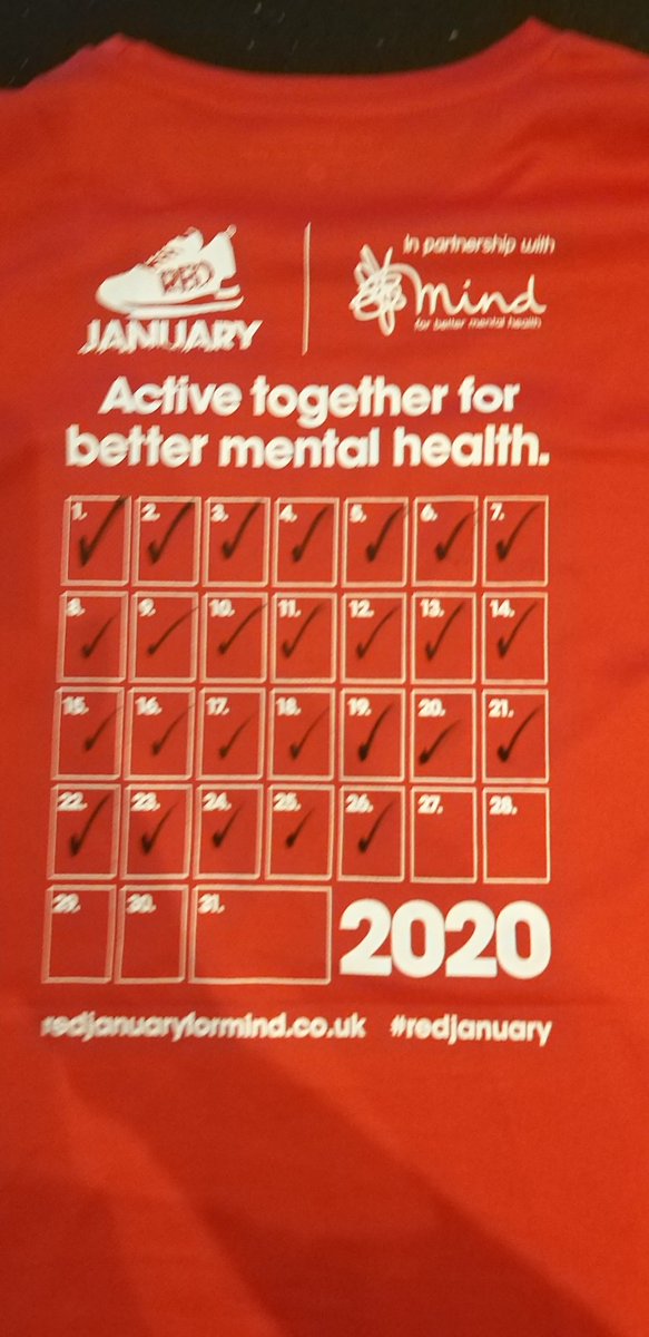 Day 26 of #REDJanuary2020 5k run....going to try for 5k a day for last few days!  Yikes.....