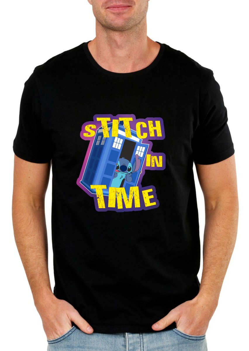 Design_Ink_1's tweet image. Excited to share the latest addition to my #etsy shop: Stitch in Time, Stitch inspired design travelling in the Tardis, printed in colour vinyl on a black 100% cotton t-shirt etsy.me/2ROZJAZ #clothing #shirt #black #shortsleeve #crew #animecartoon #tshirt #stit