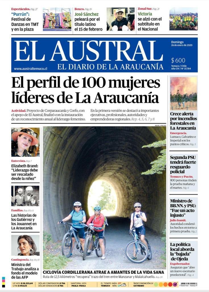 100 Mujeres Líderes. Un saludo a todas las Mujeres Líderes de La Araucanía y en especial a las 100 reconocidas este año <a href="/Corfo/">Corfo</a> <a href="/gorearaucania/">Gobierno de La Araucanía</a> <a href="/corparaucania/">Corparaucanía</a> <a href="/AustralTemuco/">Diario El Austral</a> <a href="/tuniverciudad/">Temuco Univerciudad</a>