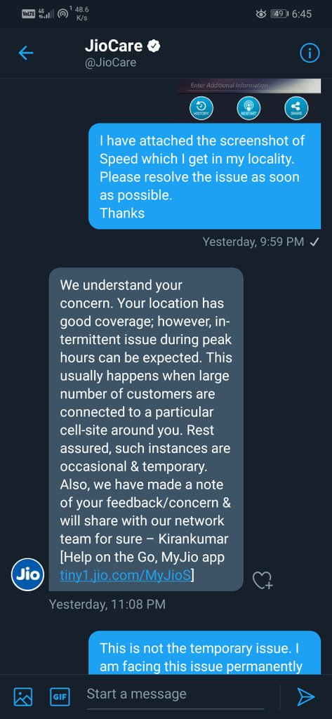KUMARSHAMBHAV's tweet photo. @reliancejio @OfficialJioTV Happy Republic Day 🇮🇳🇮🇳🇮🇳
We the #Jio user facing the worst #2GSpeed in the name of #4GServices. And whenever I talk to you with this matter you give the same reply from last 2 years. Why you don't setup a new tower in my nearest location. https://t.co/pU6BOFea6W