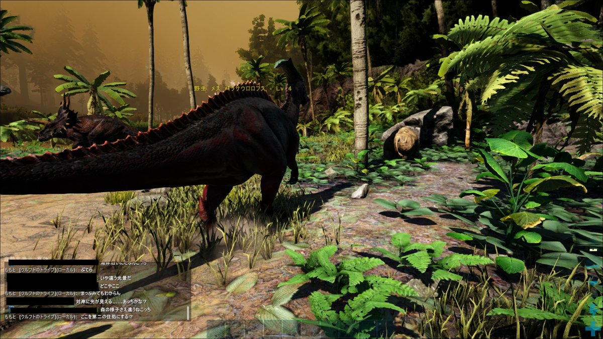 ももと Steamで旧正月セールやってたので Ark Survival Evolved ってゲームを買って先日slのフレンドとお試しプレイしてました 大自然で恐竜相手にサバイバルなゲーム スピノサウルスという変態恐竜に全員食べられました T Co Wqhg6r02wb