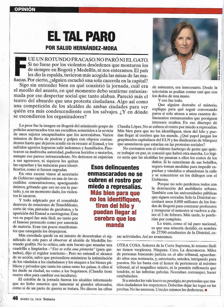 AndresQuinte12's tweet photo. Nueva columna de opinión de @saludhernandezm en la revista Semana: '#ElTalParo'. https://t.co/zNnXIcy1Ym