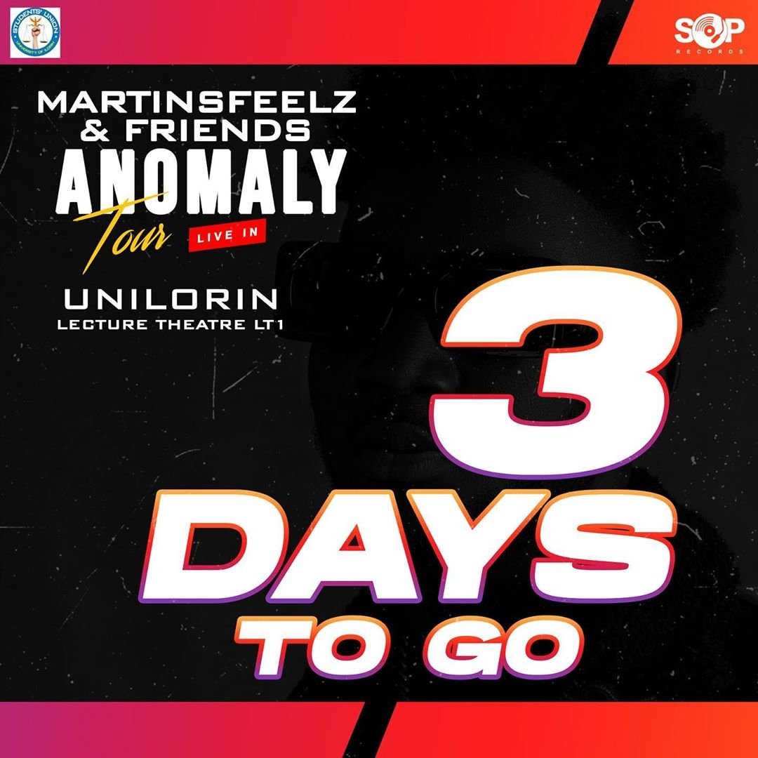soprecords_'s tweet photo. Yay 💃💃💃3 DAYS TO GO @martinsfeelz &amp; FRIENDS ANOMALY TOUR | University of Ilorin| January 29th | 2PM | LT1

Go get your tickets now!!!🎫💪🏾👊🏻 https://t.co/lMrVua8Mfg
