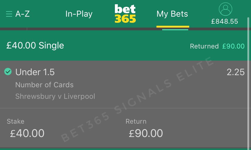 nikosolution's tweet photo. WON

#bet365 #inplay #betting #nikosolution #bet365signals #Premier_League #earnmoney #online #PrimeraDivisión #tips #bettingexpert #england #pre #cup #facupxespn https://t.co/3MRmPmk2rO
