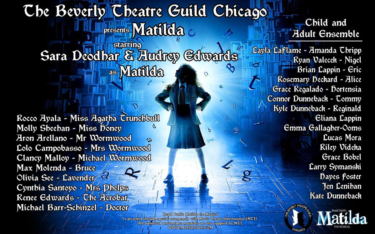 BTGChgo's tweet photo. Congratulations to our amazingly MAGICAL cast of Matilda the Musical!
4 Performances May 1-3, 2020
Tickets will be available in late February at https://t.co/33xYjcDo9m
Please contact btgvicepres@gmail.com w/any questions.
#Matilda #Trunch #Honey #Magic #Cake #BTG #Wormwood https://t.co/GvMiJ6O1So