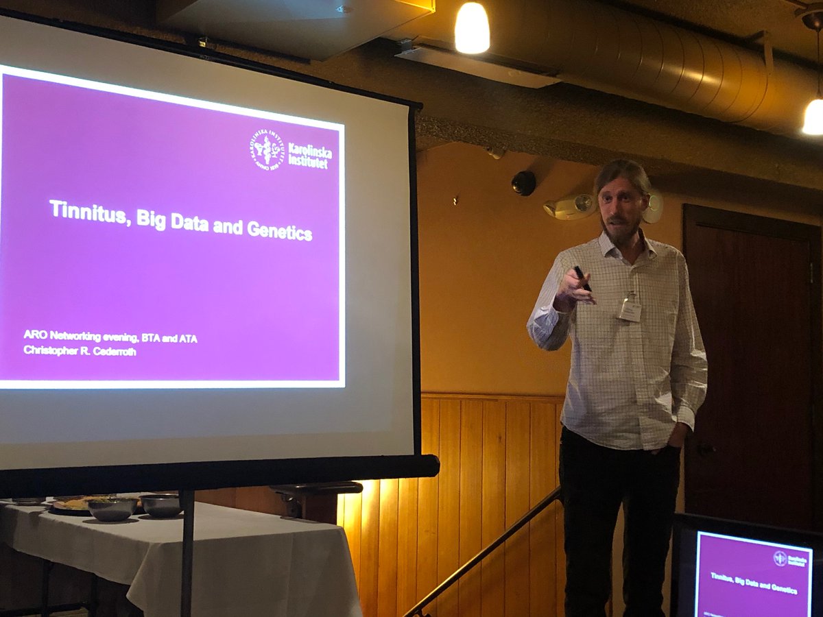 Really interesting talk by <a href="/CederrothCR/">Christopher R. Cederroth</a> last night at <a href="/AROMWM/">ARO</a> satellite dinner. There are so many large scale studies with data that can shed light on #tinnitus