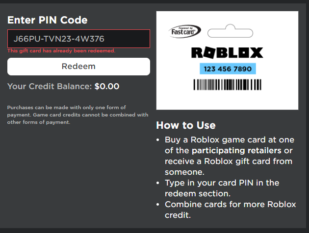 Roblox Credit Payment