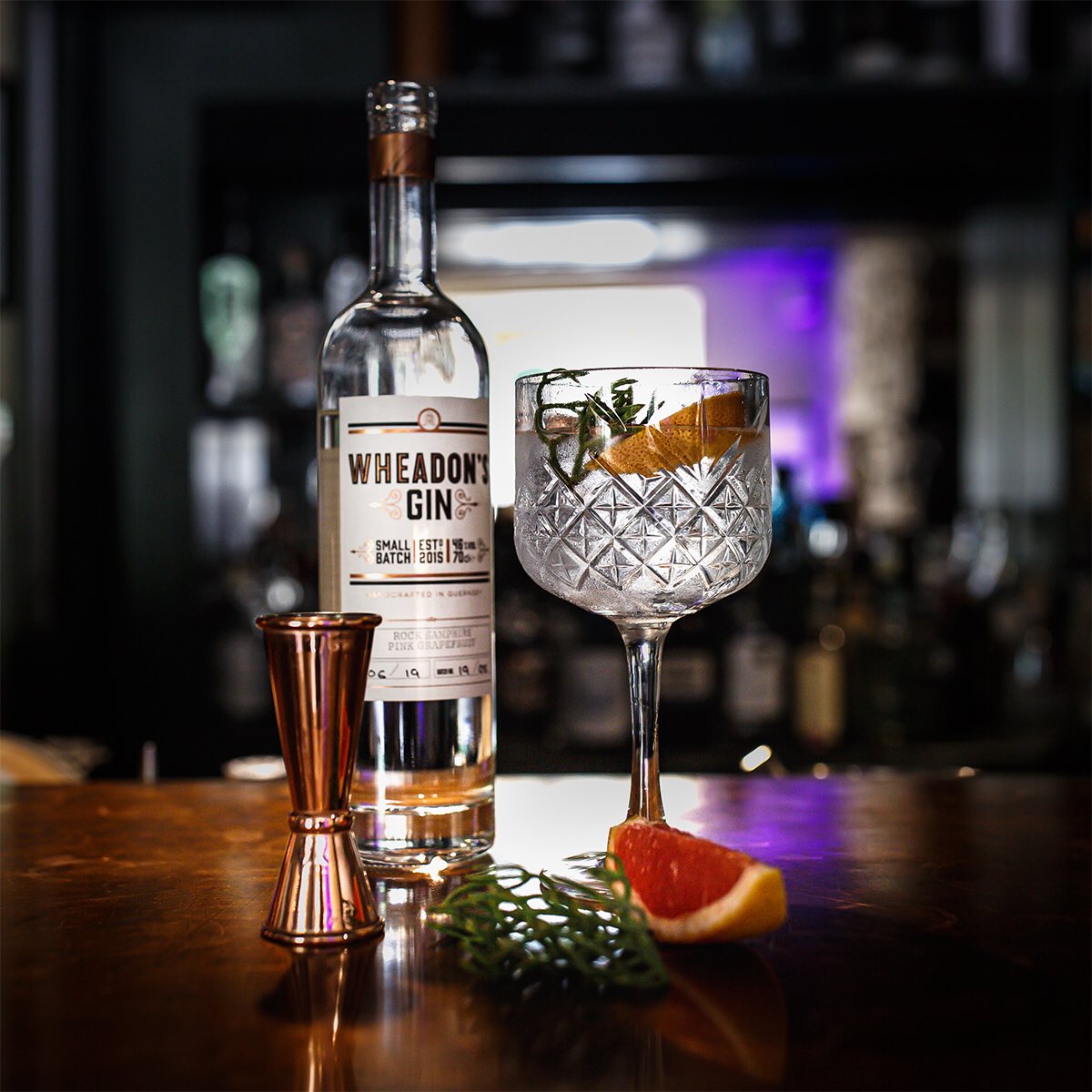 Mr W's first gin, and still a firm favourite.  With good reason!

Our rock samphire and pink grapefruit infusion, photographed at the <a href="/BellaLuceHotel/">Bella Luce</a>'s gin bar by Tiffany Anna Photography.

#wheadonsgin #gin #theginhotel