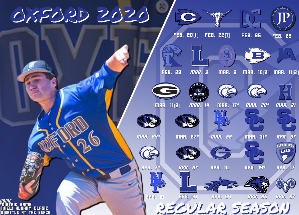 OxfordBaseball1's tweet photo. 2020 Regular Season Baseball Schedule https://t.co/OnGcmx6j3d