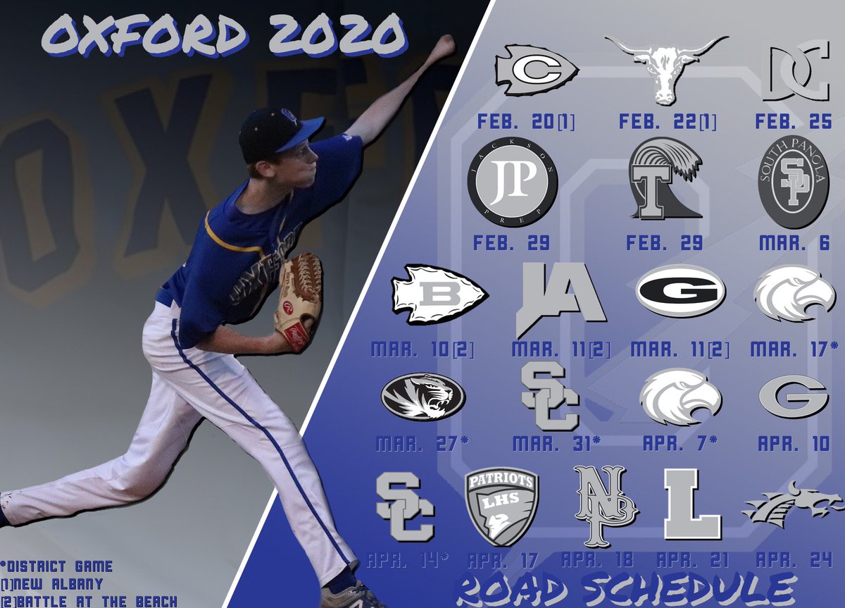 OxfordBaseball1's tweet photo. 2020 Road Baseball Schedule https://t.co/ip4cqCqShI