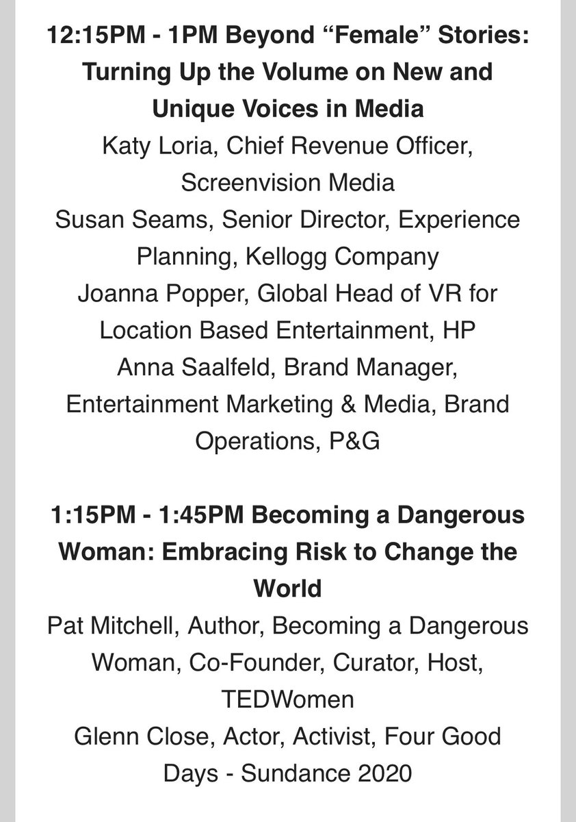 So excited / honored / surprised that our panel at the #EqualityLounge was followed by #GlennClose <a href="/patmitchell/">Patmitchell</a>. So happy to be their warmup act! <a href="/femalequotient/">The Female Quotient</a> #Sundance #InspiringWomen #Sundance2020 <a href="/catlor37/">katy loria</a> <a href="/Susanseams/">Susan Seams</a>