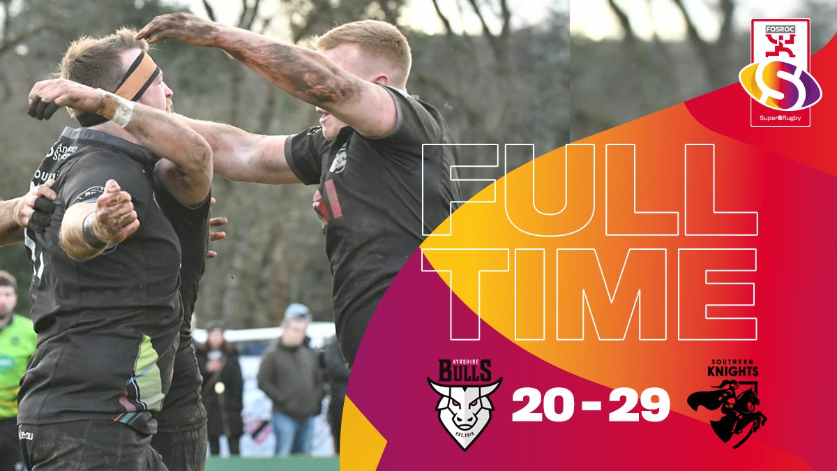 #ABvSK | FULL-TIME
 
It's the visitors <a href="/Sthrn_Knights/">🛡 Southern Knights</a> who win today's third 🆚 fourth battle in the #FOSROCSuper6 

Ayrshire Bulls 20-29 Southern Knights