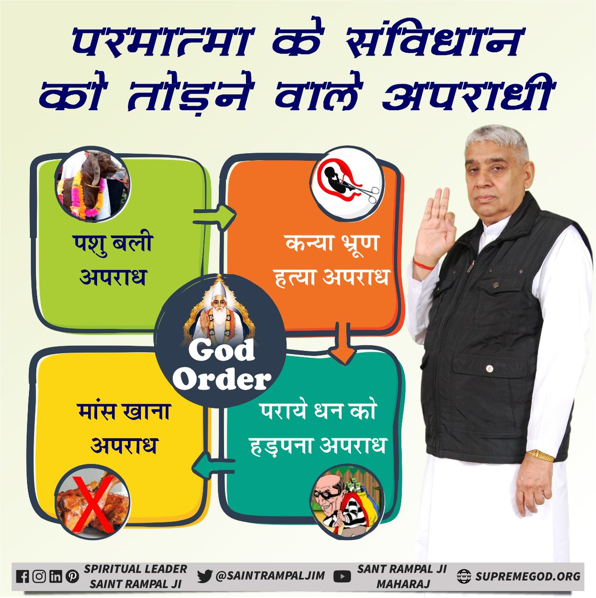 Murari22014685's tweet photo. #Constitution_Of_SupremeGod  #Constitution_Of_GodKabir
मैंने तुम्हारे खाने के लिए फलदार वृक्ष तथा बीजदार पौधे दिए हैं। उस करीम (दयालु प्रभु पूर्ण परमात्मा) की ओर से आप को फिर मांस का कब आदेश हुआ? @aajtak @BobYandian @BobYarbrough https://t.co/8T04ehY0Zv
