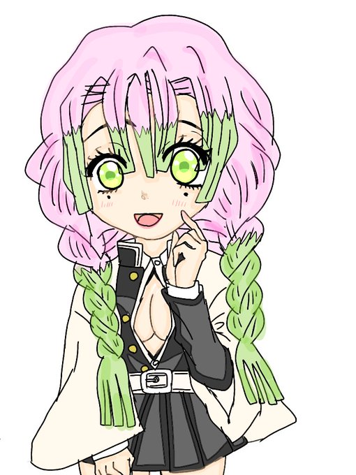 もりのあおさんがTwitterに投稿した甘露寺蜜璃(鬼滅の刃)のイラスト。