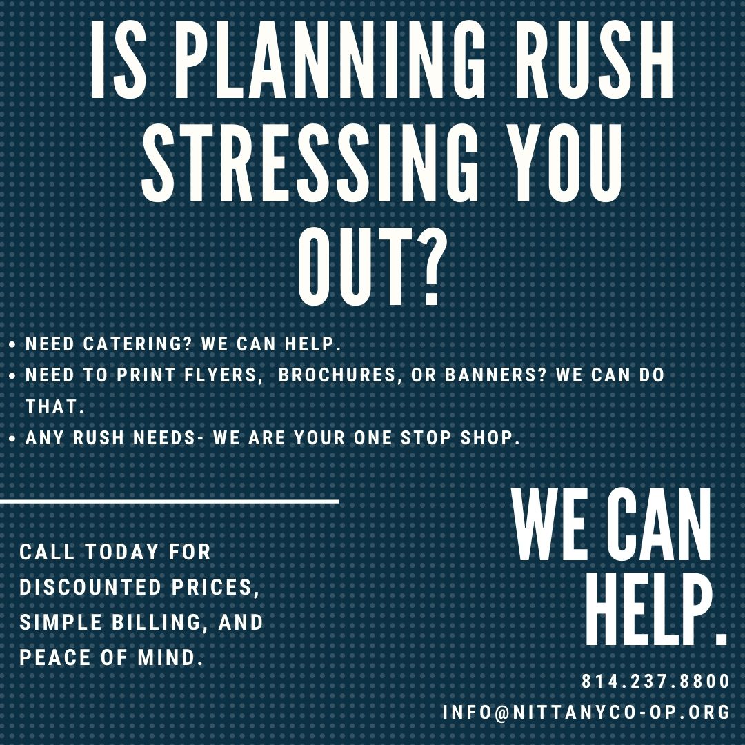 NittanyCoOp's tweet photo. Planning Rush isn't easy. We can help. https://t.co/3Fhg9DbV7H