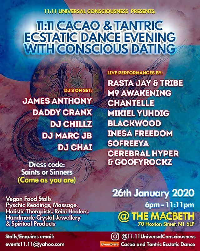 DesignedByLeon's tweet photo. I'll be here tonight on a different vibration. Serving up some Deep &amp; Soulful  grooves for you to move to 💫 🎶
⠀
11:11 Cacao &amp; Tantric Ecstatic Dance Evening with Conscious Dating ✨
⠀
>> SUNDAY JAN 26TH <<
>> The Macbeth, N1 6LP <<
>> 6pm - 11:11p… https://t.co/nREg6Ewz4u https://t.co/daElcluZEq