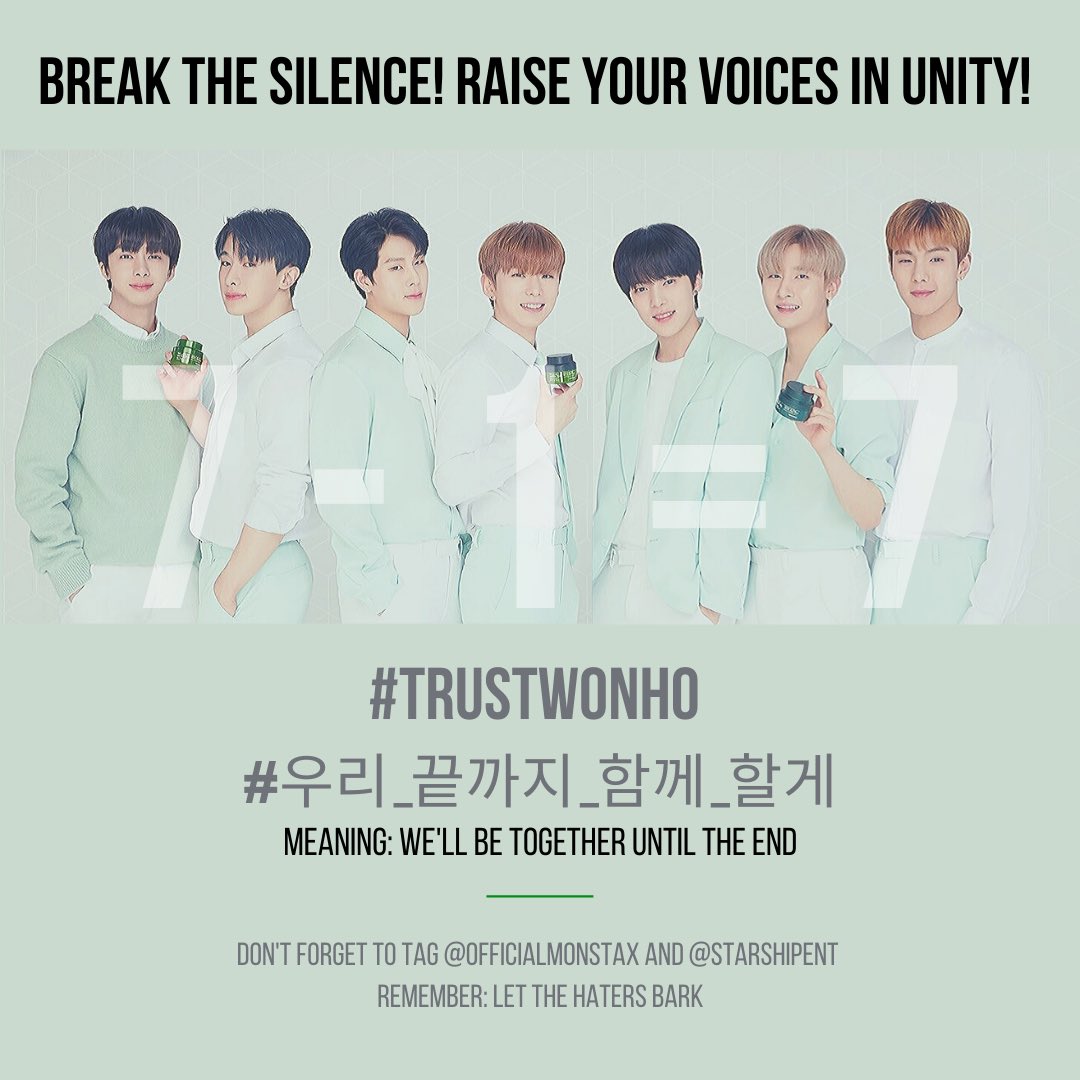 2020012612pm KST onwards164th Hashtags @OfficialMonstaX  @STARSHIPent  #TrustWonho #우리_끝까지_함께_할게