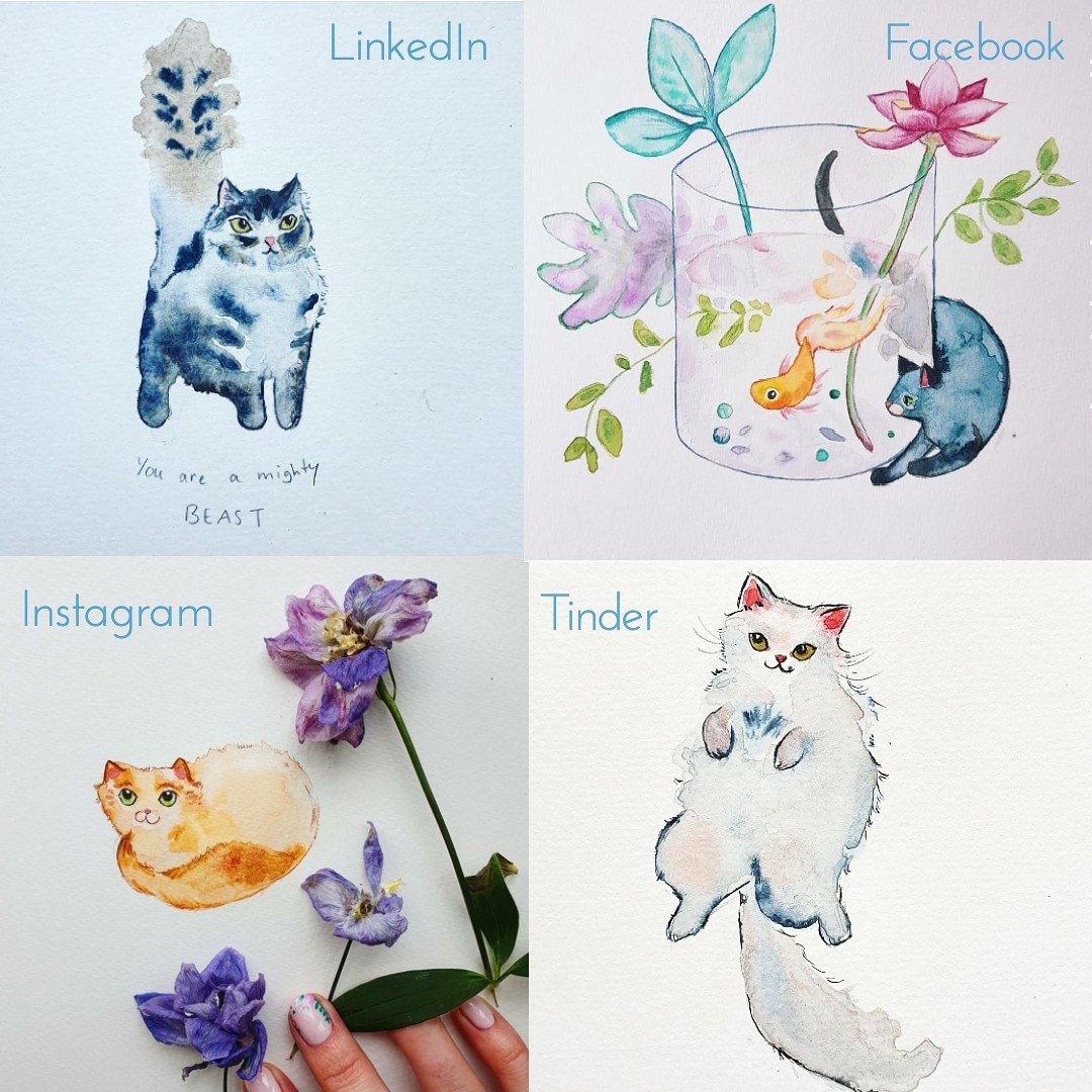 HannahJaneAllen's tweet photo. #DollyPartonchallange - cat #illustration edition! 🤗😅 #Watercolour #SundayMotivation #CatsOfTwitter https://t.co/VL22eMJX1D