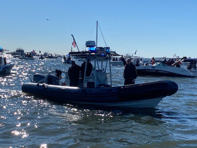 St. Pete Police boat monitoring Gasparilla flotilla