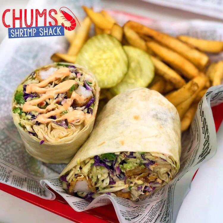 chumsshrimp's tweet photo. Have you tried our Boom Boom Wrap? We fill a flour tortilla with Crispy Shrimp, cilantro cabbage, Avocado &amp; Boom Boom Drizzle along with your choice of Fries or slaw for $9.99. 🦐🌯🍅🥑🌶 #chumsshrimp #eastdundee #westdundee #shrimpshack #shrimp #seafood #boomboom #wrap #avocado https://t.co/O99Nd1Blhi