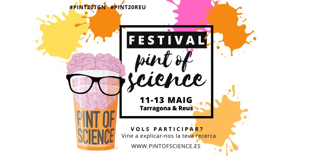 divulgaTGN's tweet photo. ❕ Torna @pintofscienceES, el festival de divulgació més gran arreu del món. 📆 Enguany el celebrarem de l'11 al 13 de maig. ✍ Anima't a participar explicant en què consisteix la teva recerca.

👩‍🔬 https://t.co/v7hs4Z5nCV
👨‍🔬 https://t.co/QDkDmD9Ax7

#Pint20TGN #Pint20REU https://t.co/8y7Vis7k5n