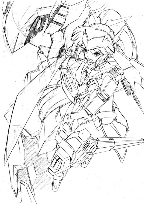 落描き 
メカ少女とベース機

#メカ少女 
#オリメカ 
#うちの子 