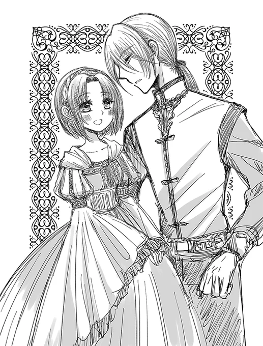 ドレスが描きたかったので、今回はちょっと懐かしいキャラでラクガキです。

1枚目 『ひみつの姫君 うわさの王子』アルディーナ姫とイジー王子
2枚目 『星の夜にはあふれる嘘を』ティルナ嬢とルグオーツ氏 
