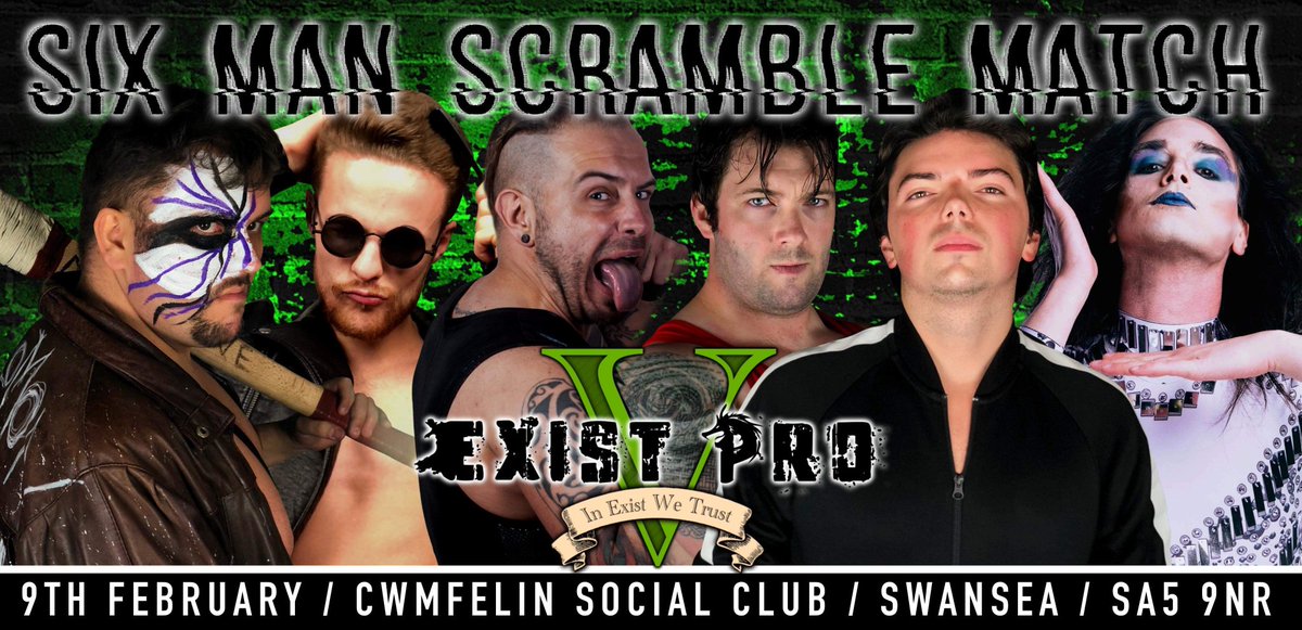 Exist Pro Wrestling (@existpro) on Twitter photo MATCH ANNOUNCEMENT
--SIX MAN SCRAMBLE ACTION--
THIS MATCH WILL BE CARNAGE!!!!
TICKETS ARE STILL AVAILABLE ONLINE DIRECTLY FROM <a href="/RingsideWorld/">Ringside World</a> OR DIRECTLY FROM VENUE. MATCH ANNOUNCEMENT
--SIX MAN SCRAMBLE ACTION--
THIS MATCH WILL BE CARNAGE!!!!
TICKETS ARE STILL AVAILABLE ONLINE DIRECTLY FROM <a href="/RingsideWorld/">Ringside World</a> OR DIRECTLY FROM VENUE.