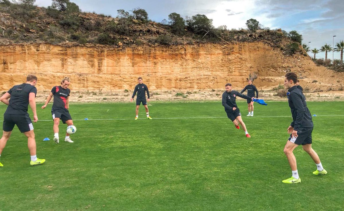 DundalkFC's tweet photo. 🇪🇸🌞| The #DundalkFC players took part in their final training session in Spain this morning before flying home to Ireland.

The Lilywhites are back in action this Thursday night when they host Drogheda United in the #MaloneCup at Oriel Park. 

#DFCPreSeason #CmonTheTown https://t.co/XUYuiR5uEG